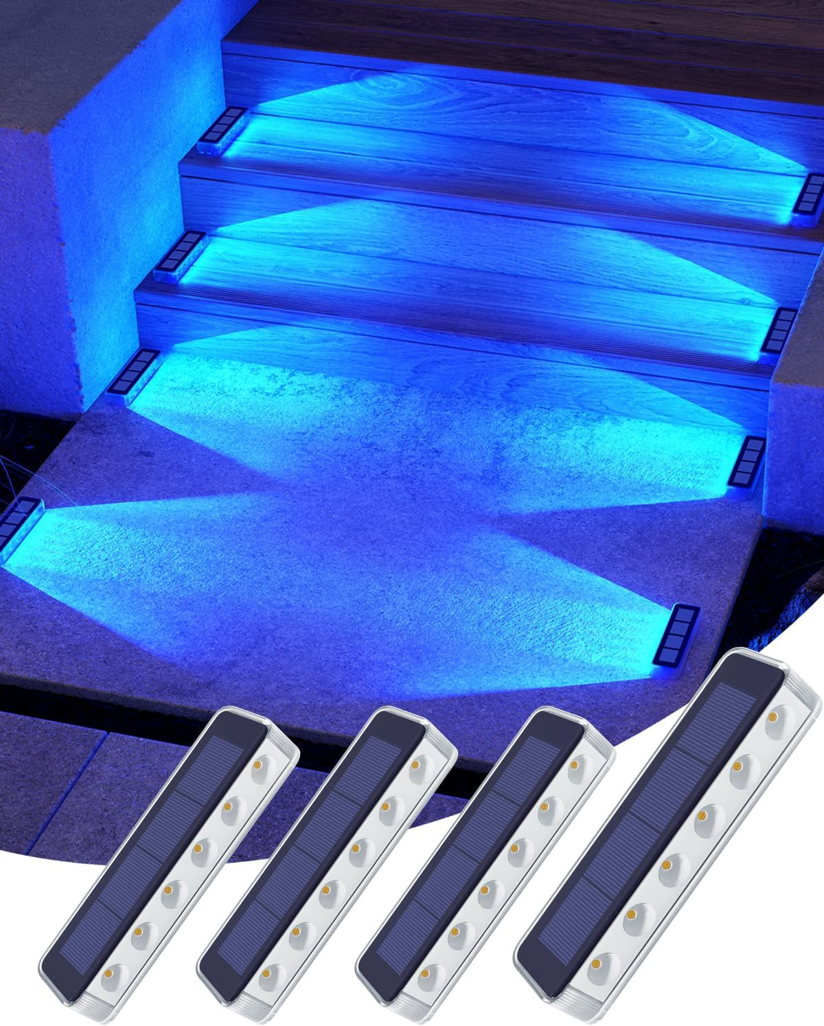 Luci Solari Da Giardino, 4 Pezzi Blu Lampade Solari Da Esterno, IP68 Impermeabil