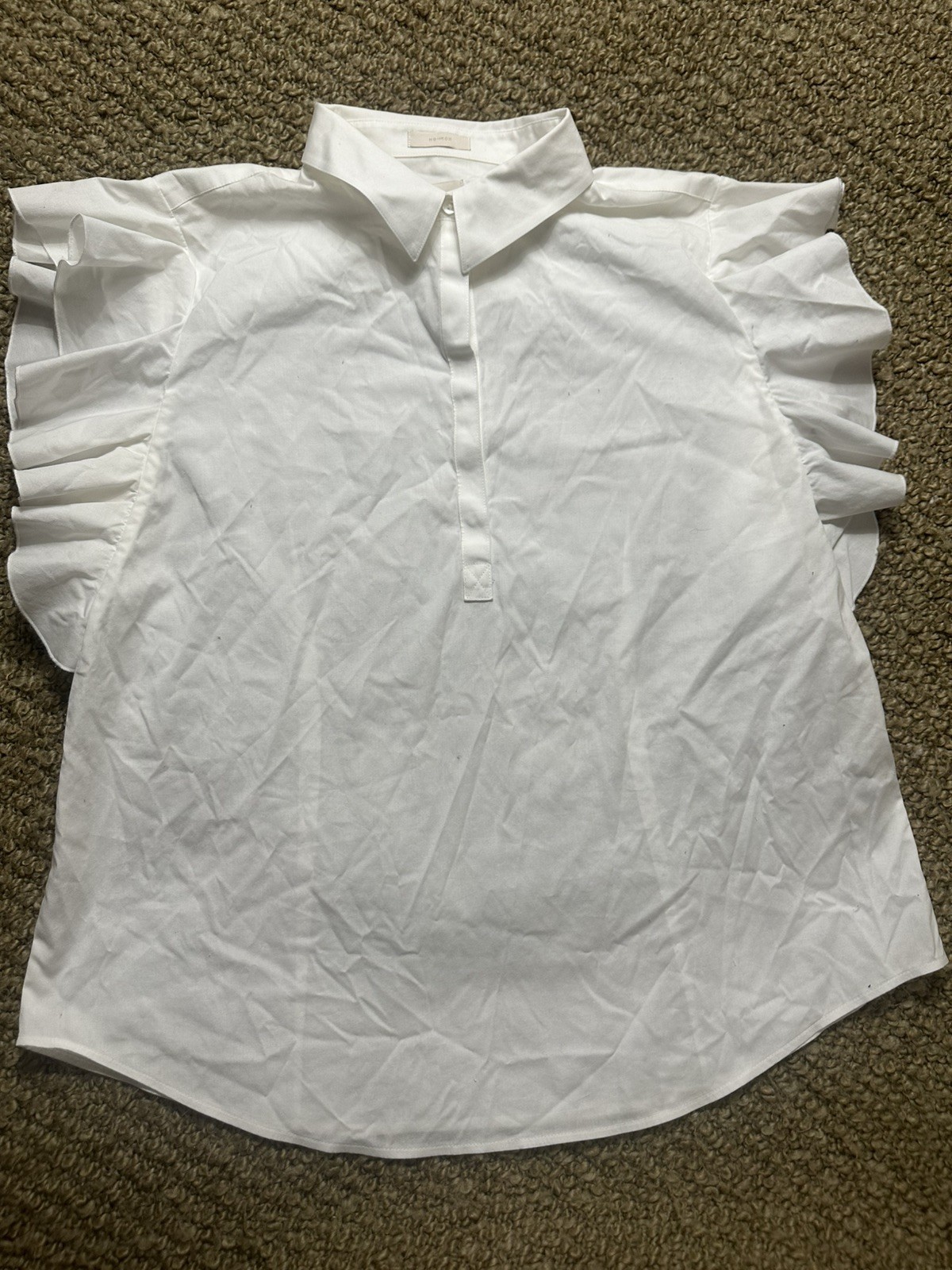 CHICOS Womens Popover TOP Short Flutter Sleeve IVORY Size 2 (L/12)