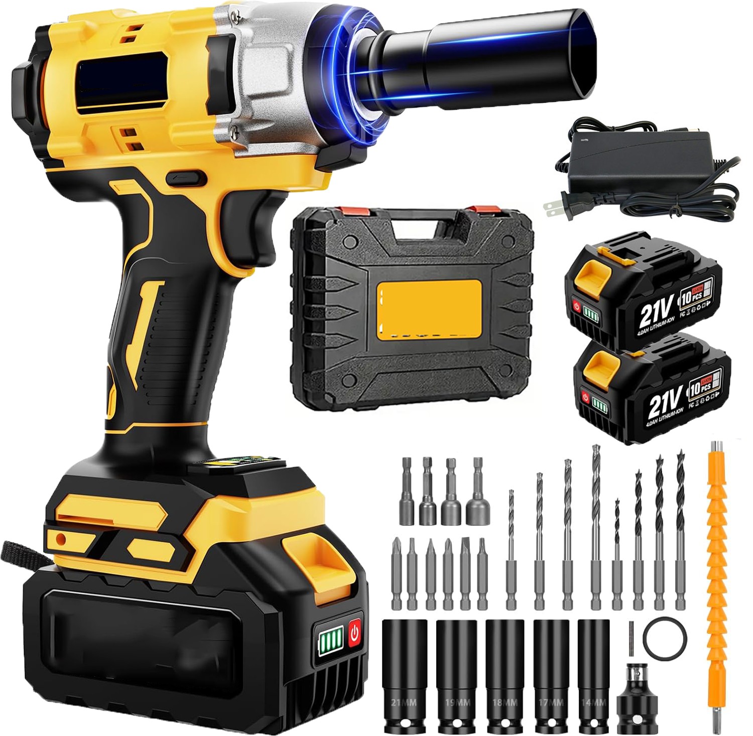 Electric Impact Wrench 1000Nm High Torque Impact Gun 1/2" Cordless Impact Wrench