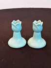 VAN BRIGGLE  -  Vintage  3 1/2"  MING BLUE CANDLEHOLDERS  1920
