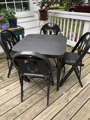 Art Deco USA 1920 s Louis Rastetter Solid Kumfort Mahjong Game Table Chairs Set
