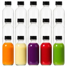 2 oz 60ml 15 Pack Leak-Proof Clear Glass Boston Round Bottles with lids - Mini