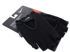Nike Women's Large Fundamental Black Fitness Training FitDry Half Finger Gloves