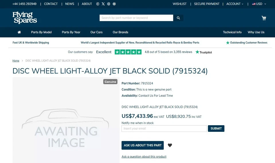 OEM 21" Rolls Royce Ghost Black Badge 2021+ Carbon Fiber Wheels Rims Tires Set - Image 2 of 4