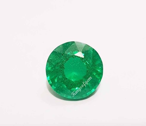 Bague émeraude Verte (créée Laboratoire) Sertie Sur Argent Rhodié - Taille 6,25 - Modèle R5972 - Neuf Sans Boîte
