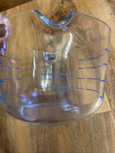 Vintage Pyrex Glas 8 Tassen Messschale M-640 blauer Schriftzug - L Griff - Bild 5 von 6