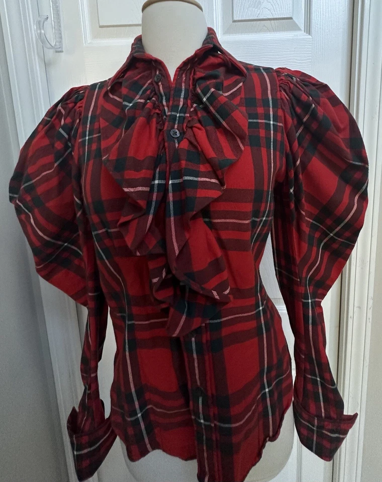 Vintage Ralph Lauren Rugby Rare SZ 4 Tartan Edwardian Flannel Blouse FLAWLESS - Image 3 of 4