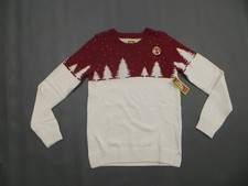 New Holiday Arcade Women Size Medium Deep Ruby Spruce Trees Snow Graphic Sweater