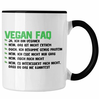 Trendation - Veganer Tasse Geschenk FAQ Vegan Geschenkidee Lustiger Spruch Vegan