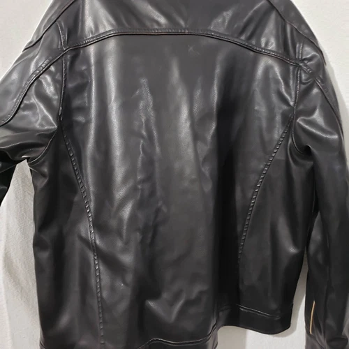 Decoded Black Vegan Leather Men's  Coat Jacket Lined Biker style XL image 10