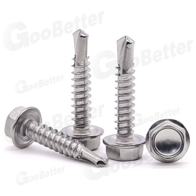 80 Pcs #8 X 1-1/2" Sheet Metal Screws – Hex Washer Head, Self-Drilling, 410 Stainless Steel, With Washers - View #5