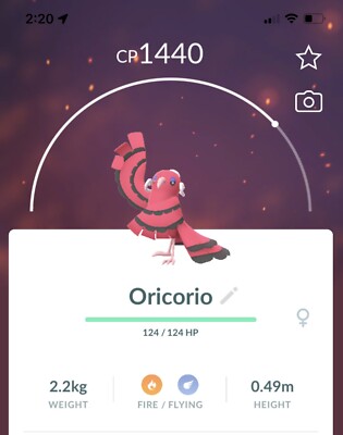 Pokemon Go Pokemon- Oricorio Red Baile Style - Normal (Not Shiny)