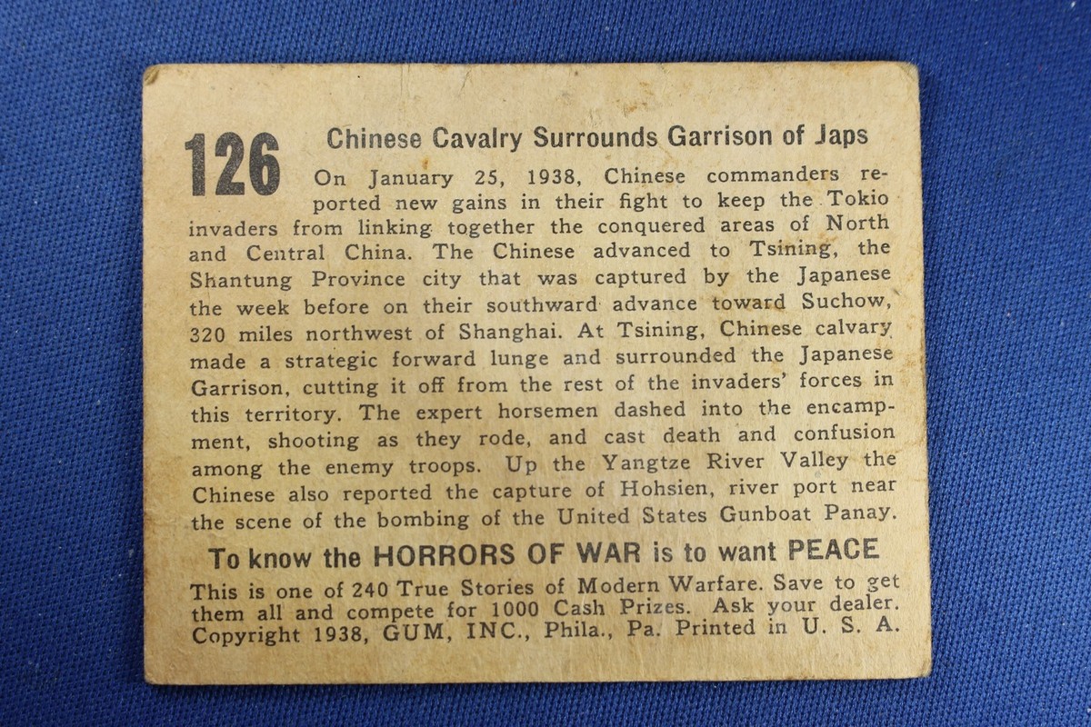 1938 Gum, Inc. - Horrors of War - #126 Chinese Calvary