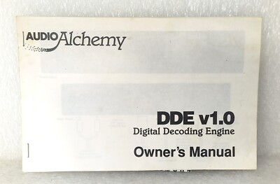 Audio Alchemy DDE v1.0 digital decoding engine manual Handbuch Englisch