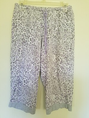 Carole Hochman Cropped Pajama Bottoms gray lavender animal - Main Image