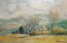 1968 Impressionist landscape oil painting signed