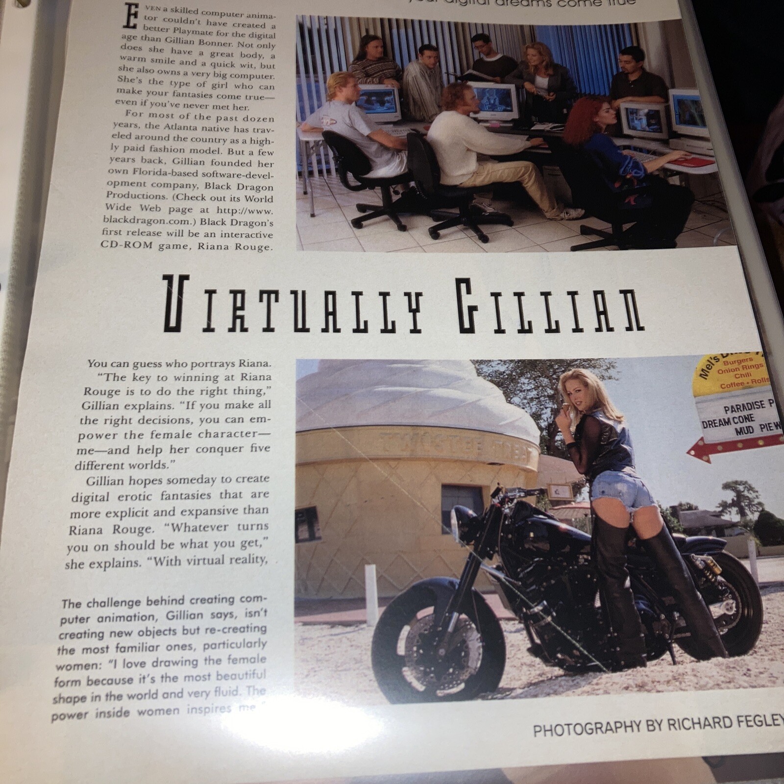 GILLIAN BONNER aka Riana Rouge AUTOGRAPH Playboy page in live ink