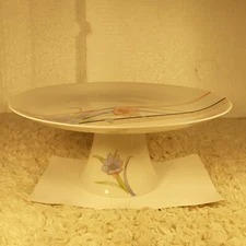 Vintage Toscany Collection Cake Stand Pedestal Plate Japan Floral Size 10.43"