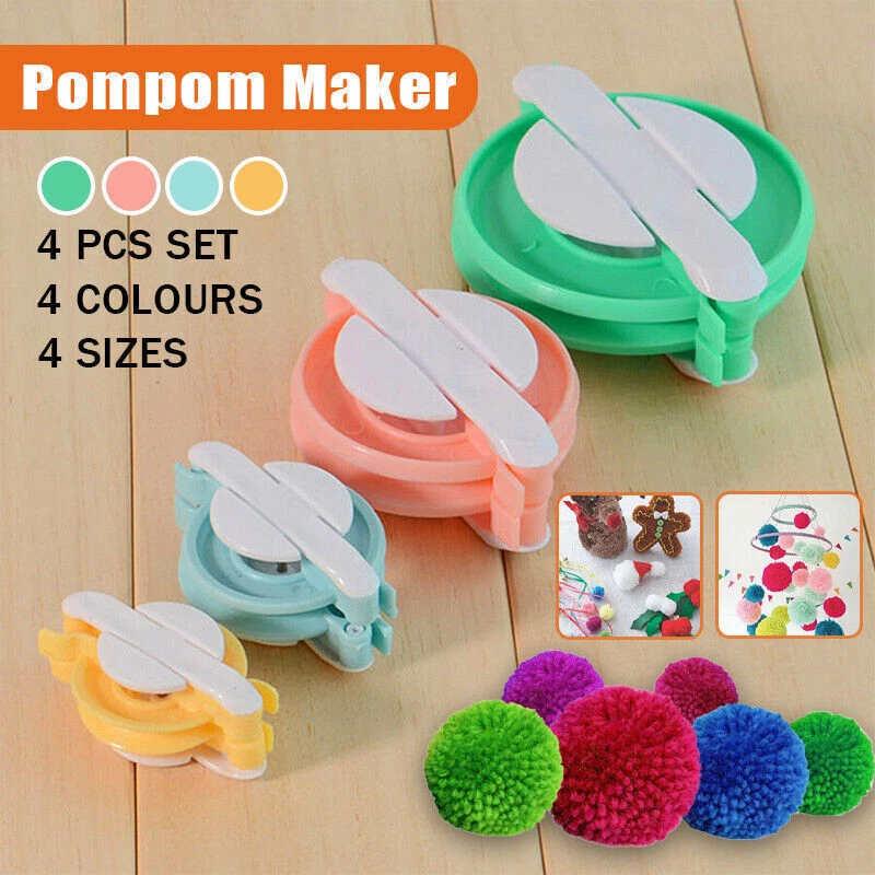 PANYTOW 4 Sizes of Pom Pom Maker Set for DIY Pompom Kit Fluff