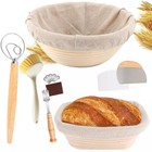 Set Of 2 Round and Oval Banneton Bread Proofing Basket Sourdough 6pcs Tools Kit
