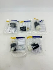 x(5) Leviton Industrial Grade Plug, 20A, NEMA 5-20P - Black/White (125V)