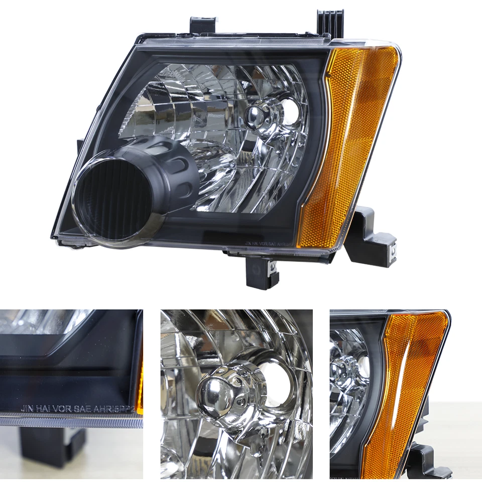 Par de faros proyectores esquineros ámbar carcasa negra para Nissan Xterra 2005-2015 Foto 4 de 4