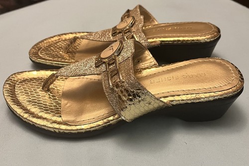 Marc Fisher Gold Wedge Sandal Women’s Sz 5M - Picture 4 of 6