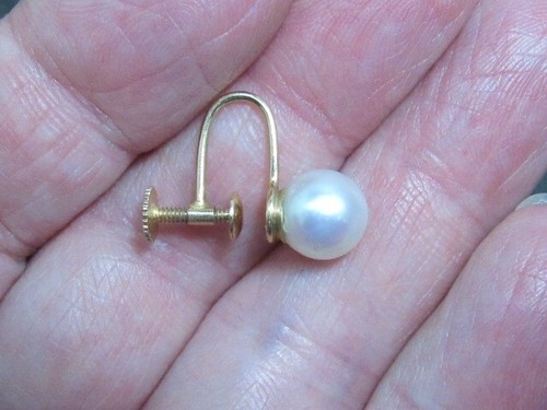 NAOMI Vintage 14 K Gold pearl Earrings designer earrings 14k - Picture 3 of 10