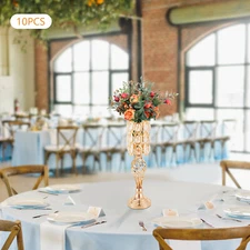 10Pcs Metal Wedding Table Centerpieces Crystal Flower Vase Stand Party Decor