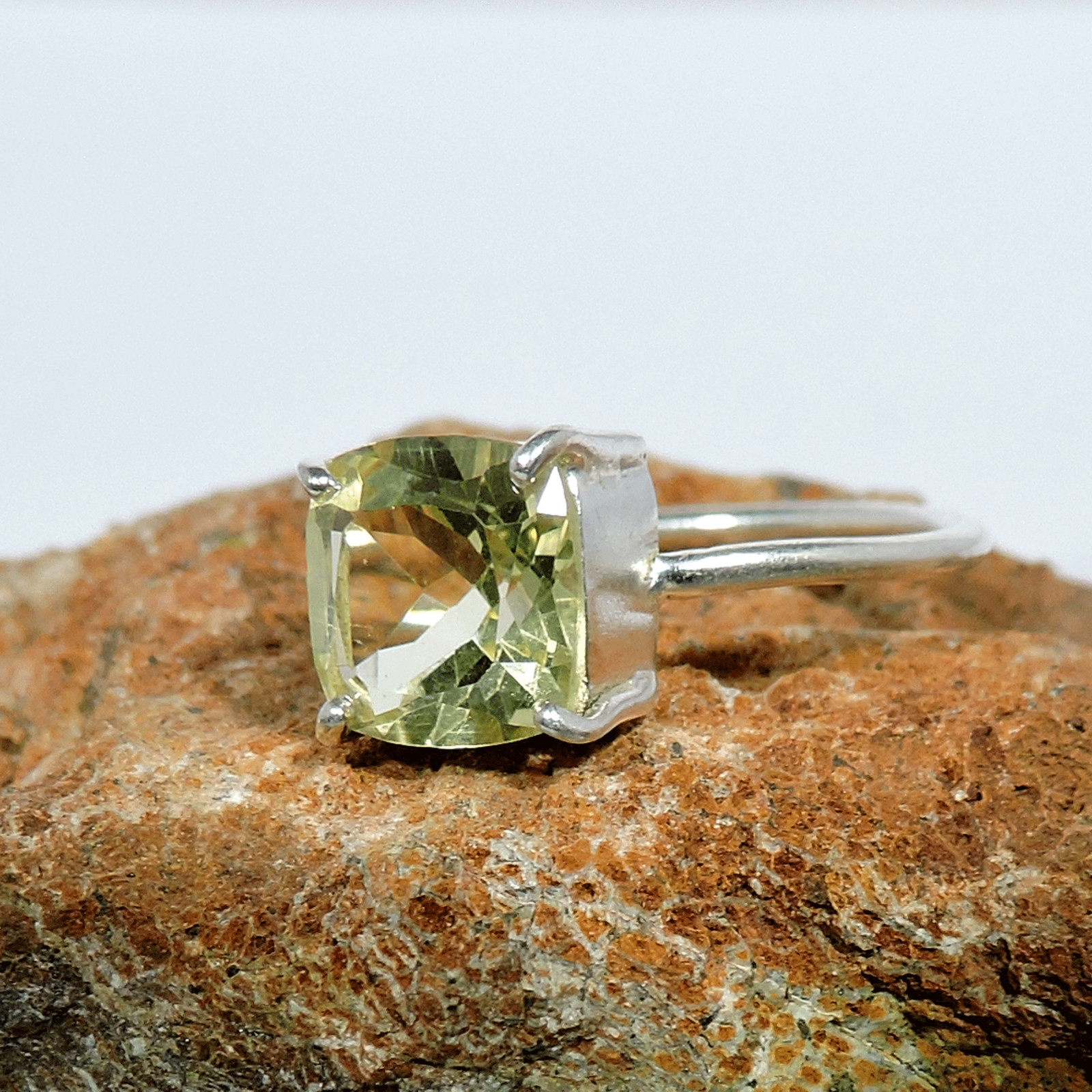 Sterling Silver Lemon Topaz Wedding Band Fine Jewelry Ring 925