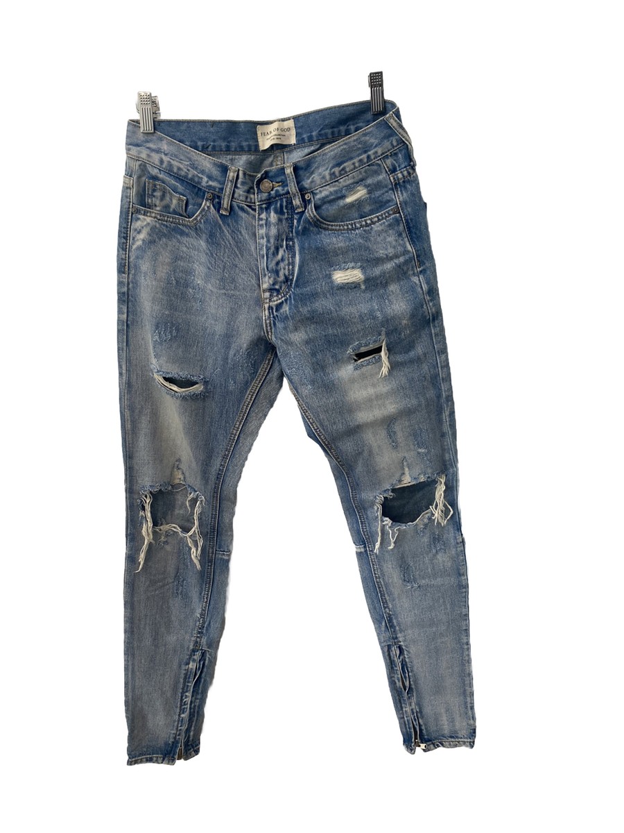 FEAR OF GOD Fourth Collection Slim Fit Distressed Selvedge FEAR OF GOD Fourth Collection Slim Fit Distressed Selvedge