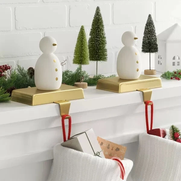 ¡Nuevo! Porta medias de Navidad muñeco de nieve de madera 2 piezas blanco/dorado - Wondershop Foto 2 de 2