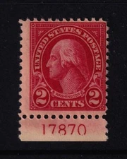 1923 Washington 2c carmine Sc 554 MNH bottom plate number single CV $15 (B10