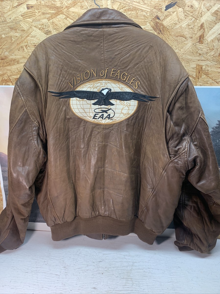 Vintage Excelled Leather Bomber Jacket Sz XL Brown EAA Vintage Excelled Leather Bomber Jacket Sz XL Brown EAA