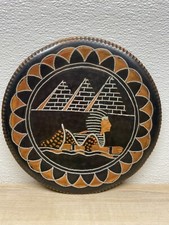 Vtg Egyptian Sphinx Hand 9.5" Wall Hanging Tooled Solid Copper Tinned Plate