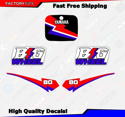 Red Blue graphics kit fits Yamaha 1990 BW80 BIG WHEEL decals stickers BW 80 - 第 1/3 張圖片