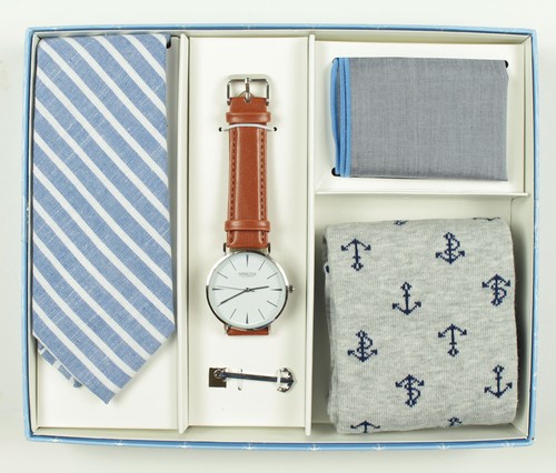 NUOVO UOMO SPREZZABOX 5 PEZZI ASSORTITI ACCESSORI NAUTICI BLU SET REGALO IN SCATOLA - Foto 2 di 10