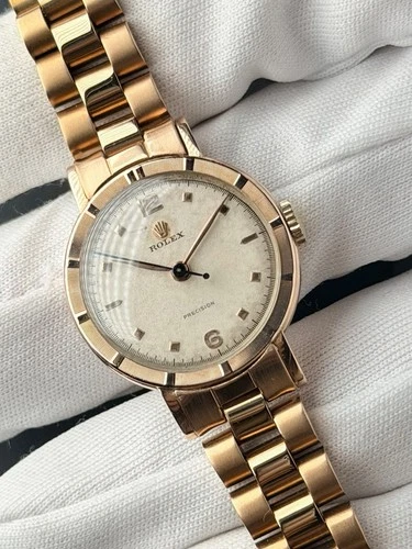 Rolex Precision Lady Vintage 10ct Gold Watch Working 26mm Cocktail Art Deco