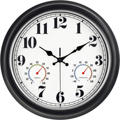 13-Inch Vintage Outdoor Wall Clock with Thermometer and Hygrometer, Waterproof,