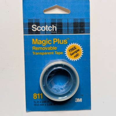 Vtg Scotch 3M Magic Plus 811 Removable Transparent Tape Sample 3/4''x 200'' Sealed