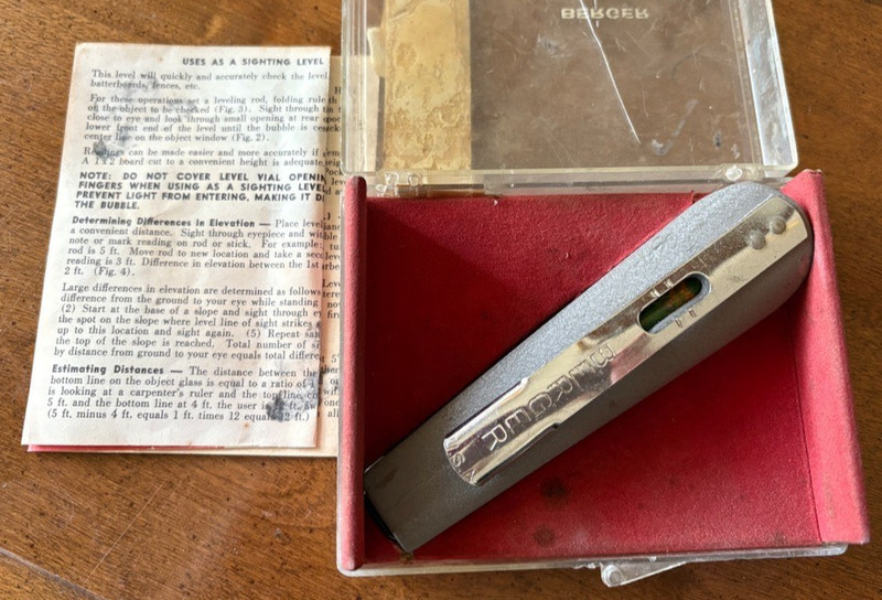 Vintage Berger Sight N Surface Pocket Level Model 40 with case, instructions