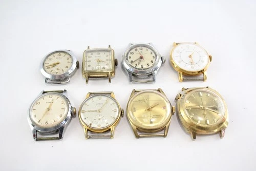 Vintage Mechanical Watch Heads Timex Ingersoll SPARES/REPAIRS x 8