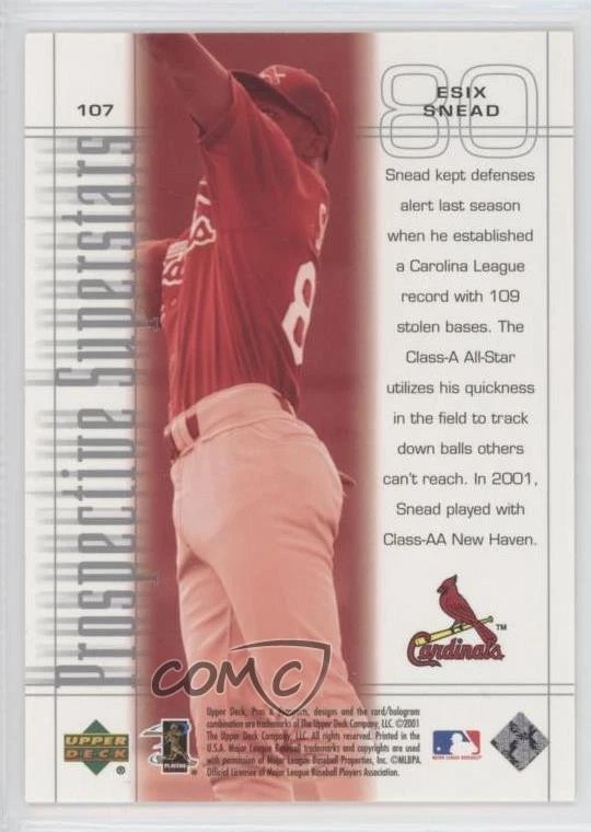 2001 Pros & Prospects Prospective Superstars /1250 Esix Snead #107 Rookie RC - Image 2 of 2