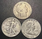 Lot Of 3 Better Date Half Dollars: 1894-S Barber, 1933-S Walker, 1951-D Franklin