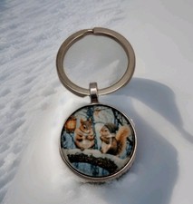 Winter Squirrel Snow Keyring Key Chain Backpack Purse Bag Car Charm Gift