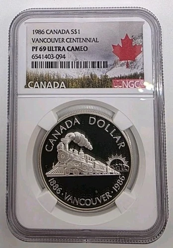 1986-S Canada Silver Vancouver Centennial  Dollar NGC PF69 Ultra Cameo