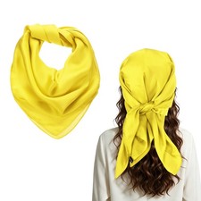Satin Head Scarf for Women, 70x70cm Scarves Bandanas, Yellow