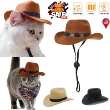 Halloween Cat Mini Cowboy Costume Hat Cats Kittens Pets Cosplay Adjustable USA