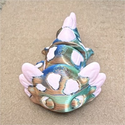 Blue Pink White Spotted Lizard Figurine Ceramic Glossy Finish Animal Decor