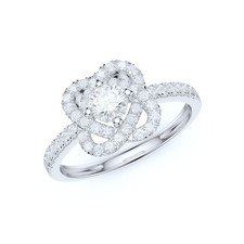 14k White Gold Simulated Diamond or Genuine Moissanite Love Joining Interlock...